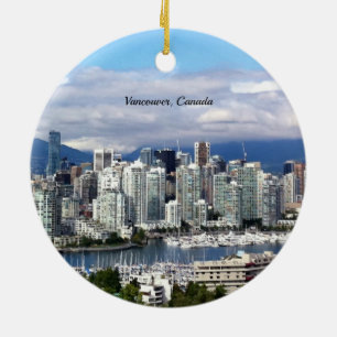 Vancouver Canada Skyline Ceramic Tree Decoration