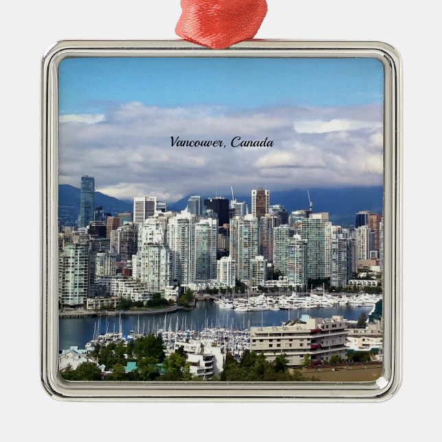 Vancouver Canada Skyline Metal Tree Decoration (Front)