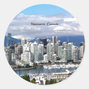 Vancouver Canada Skyline photograph Classic Round Sticker
