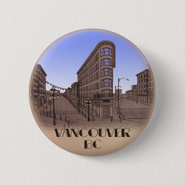 Vancouver Canada Souvenir Buttons Gastown Art Gift (Front)
