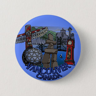 Vancouver Canada Souvenir Buttons Landmark Art
