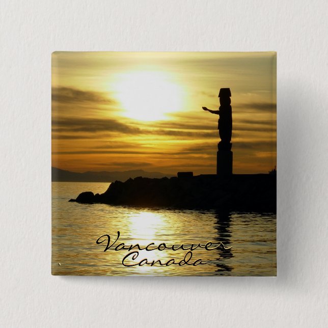 Vancouver Canada Souvenir Buttons Totem Pole Art (Front)