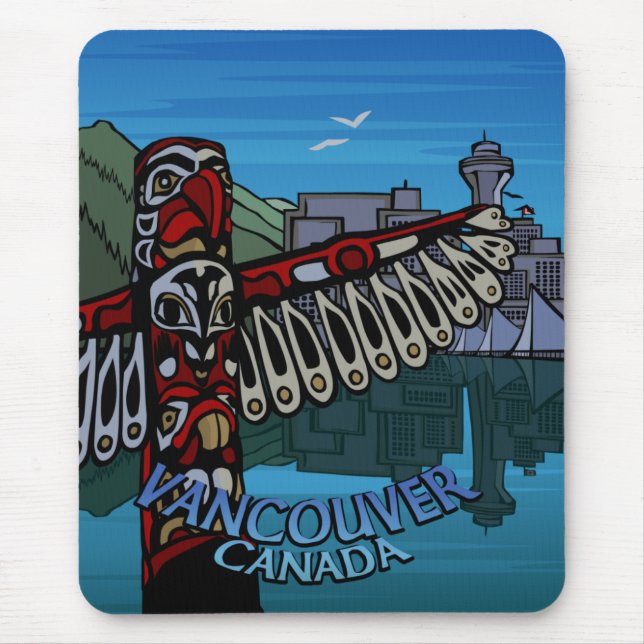 Vancouver Canada Souvenir Mouse Pad Totem Pole Art (Front)