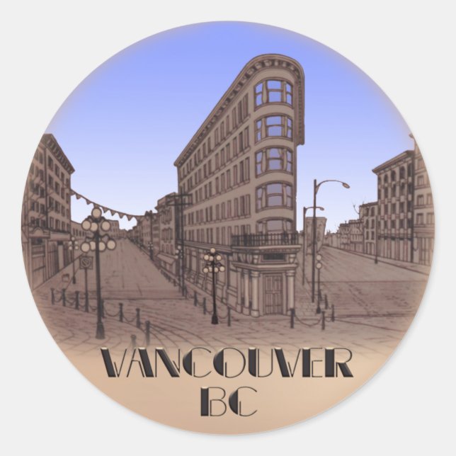 Vancouver Canada Stickers Gastown Landmark Art (Front)