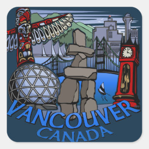 Vancouver Canada Stickers Landmark Souvenir Art