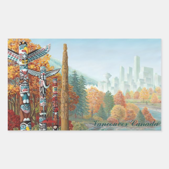 Vancouver Canada Stickers Landmark Souvenir Art (Front)