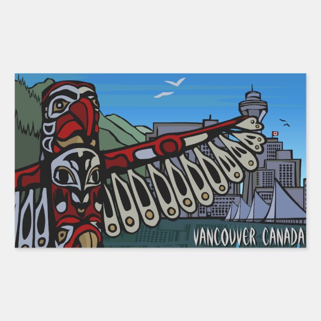 Vancouver Canada Stickers Landmark Souvenir Art (Front)