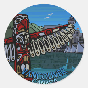 Vancouver Canada Stickers Totem Pole Landmark Art