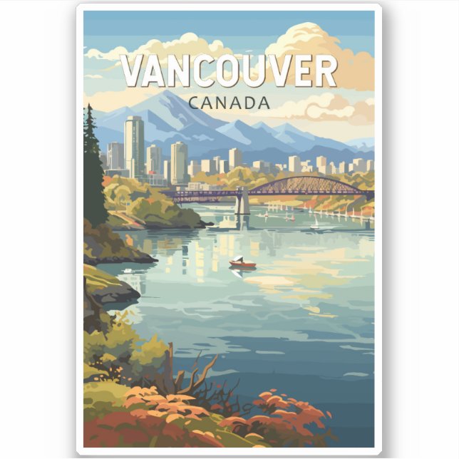 Vancouver Canada Travel Art Vintage (Front)