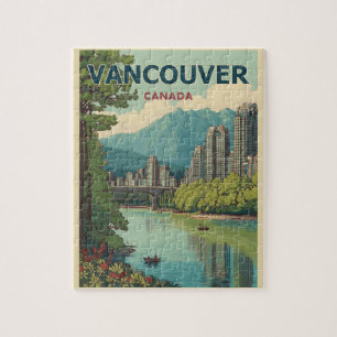 Vancouver Canada Travel Art Vintage Jigsaw Puzzle