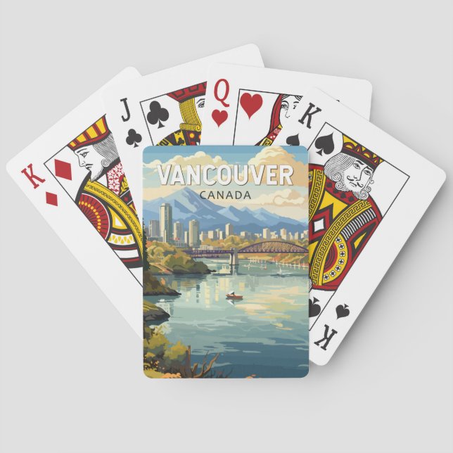 Vancouver Canada Travel Art Vintage Playing Cards (Back)