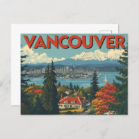 Vancouver Canada Travel Art Vintage