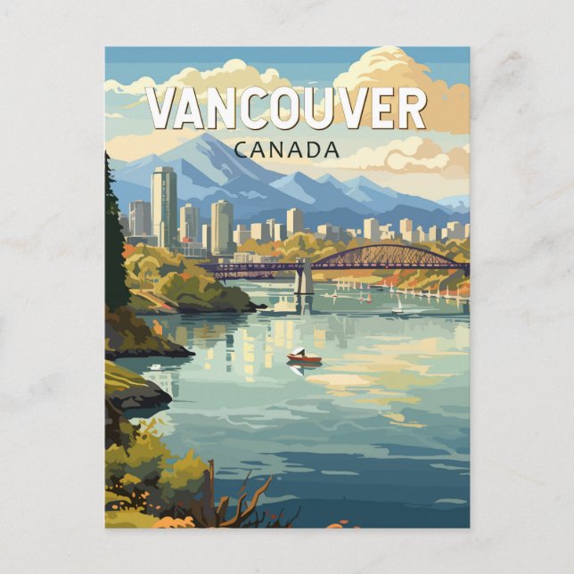 Vancouver Canada Travel Art Vintage Postcard (Front)