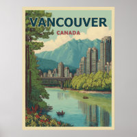 Vancouver Canada Travel Art Vintage