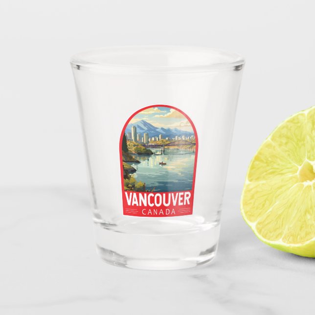 Vancouver Canada Travel Art Vintage Shot Glass (Front)
