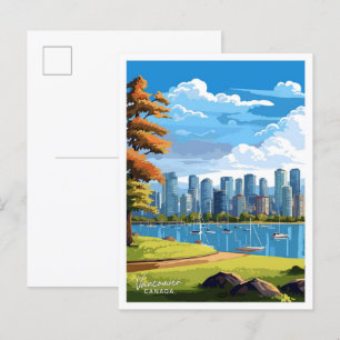 Vancouver Canada Travel Vintage illustration Postcard