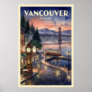 Vancouver Canada Vintage Travel Poster