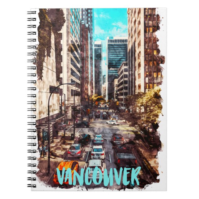Vancouver Canada Vintage Travel Skyline Notebook (Front)