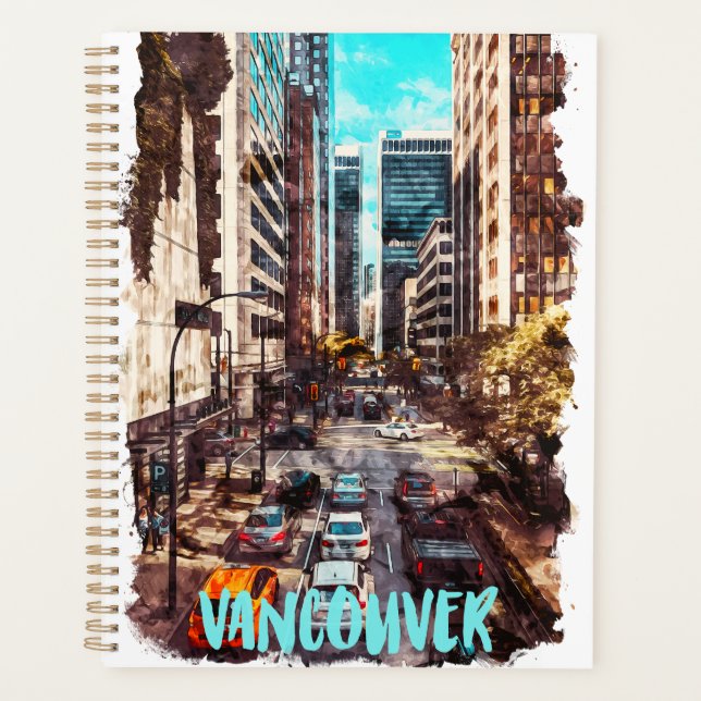 Vancouver Canada Vintage Travel Skyline Planner (Front)