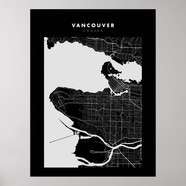 Vancouver Dark City Map Poster (Front)
