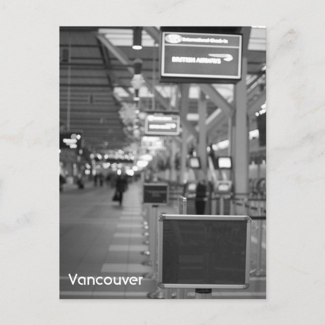 Vancouver - Empty Airport Black & White Postcard (Front)