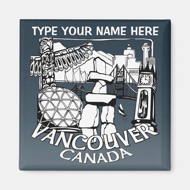 Vancouver Fridge Magnets Personalised Souvenir (Front)