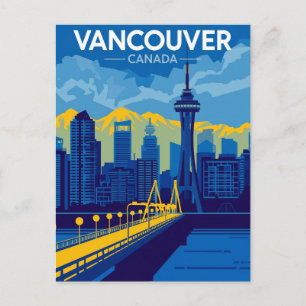 Vancouver Harbour Retro Skyline Postcard