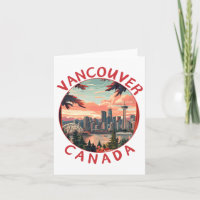 Vancouver In Canada Retro Vector Travel Art Landsc
