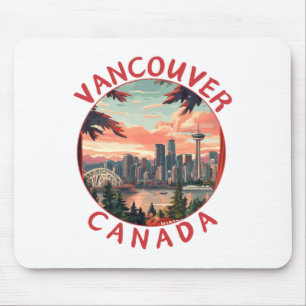 Vancouver In Canada Retro Vector Travel Art Landsc Mouse Mat