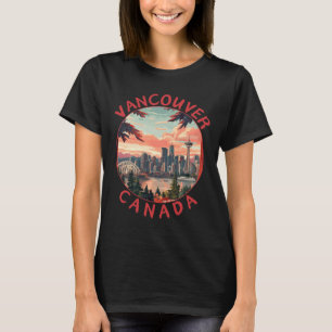 Vancouver In Canada Retro Vector Travel Art Landsc T-Shirt