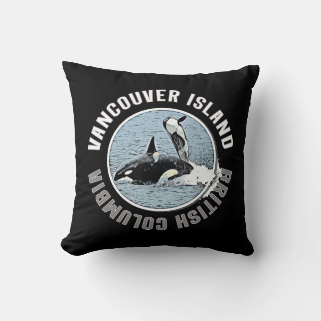 Vancouver Island BC Canada Orca Whales Adventure K Cushion (Front)
