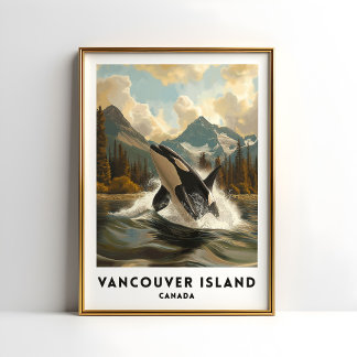 Vancouver Island Canada Travel Poster Orca
