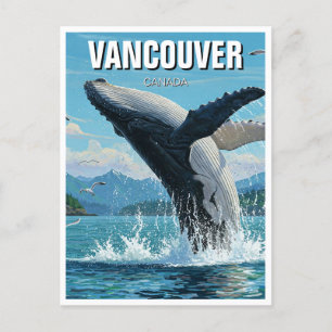 Vancouver Island Humpback Whale Breaching Travel Postcard