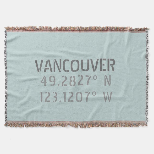 Vancouver Latitude Longitude Throw Blanket (Front)