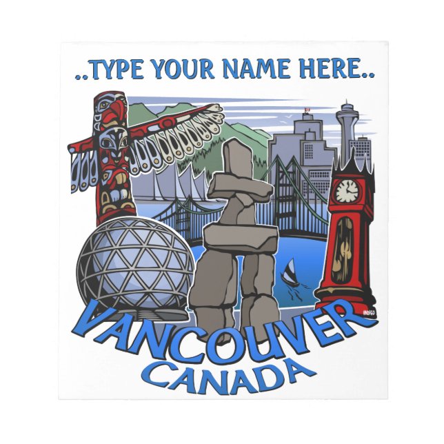 Vancouver Notepad Personalised Vancouver Souvenir (Front)