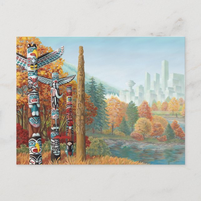 Vancouver Postcards Totem Pole Landscape Postcards (Front)