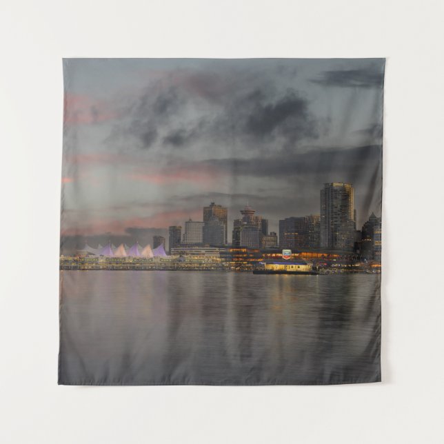 Vancouver Skyline At Sunset Poster Tapestry (Front)