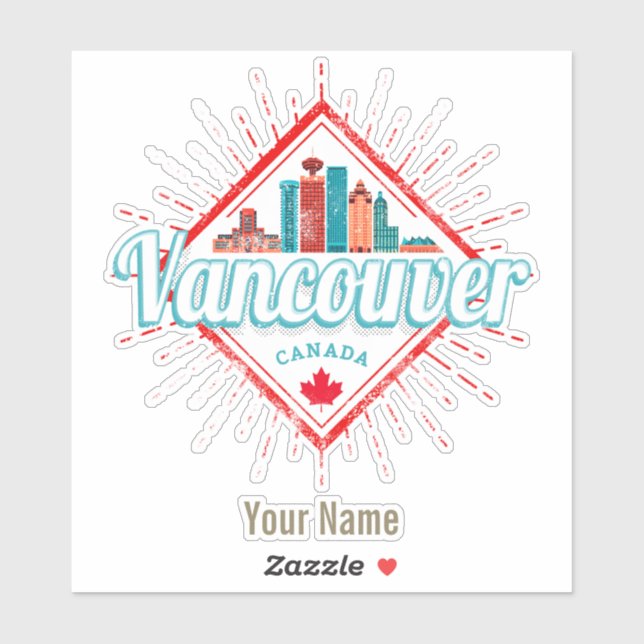 Vancouver Skyline British Columbia Retro Canada (Sheet)