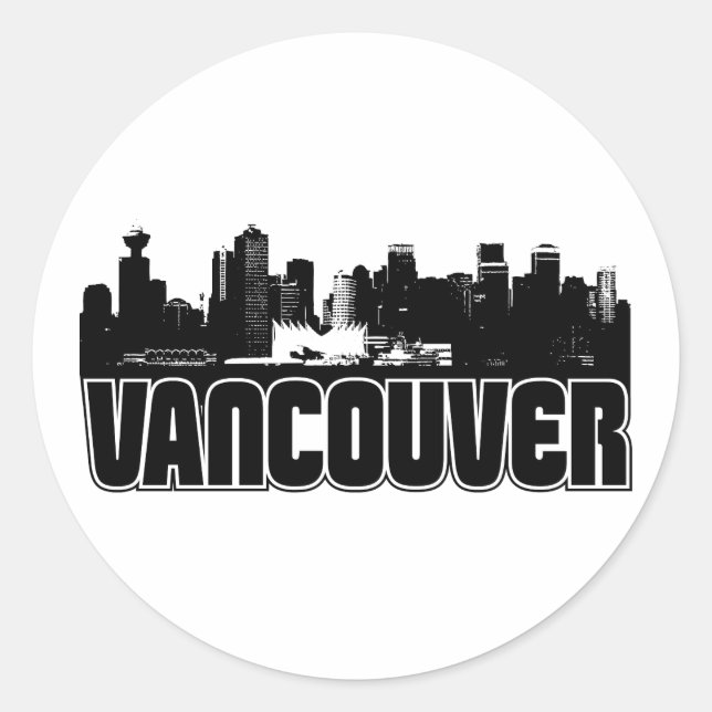 Vancouver Skyline Classic Round Sticker (Front)
