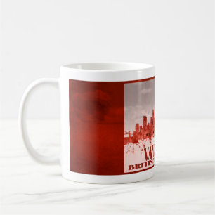 Vancouver skyline with red grunge coffee mug