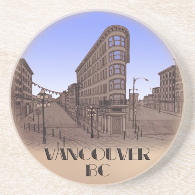 Vancouver Souvenir Coaster Gastown Cityscape Gif (Front)