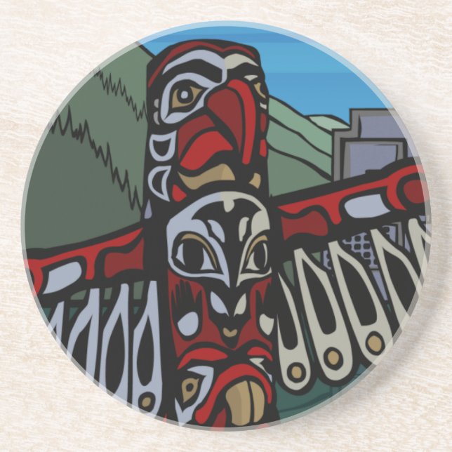 Vancouver Souvenir Coaster Totem Pole Landmark Gif (Front)