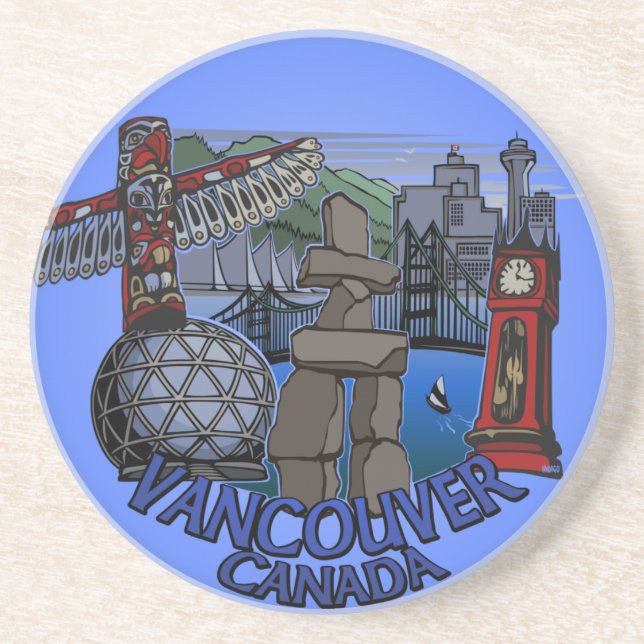 Vancouver Souvenir Coaster Totem Pole Landmark Gif (Front)