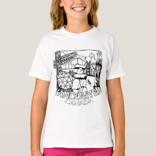 Vancouver Souvenir Girl's T-shirt Landmark Art Tee