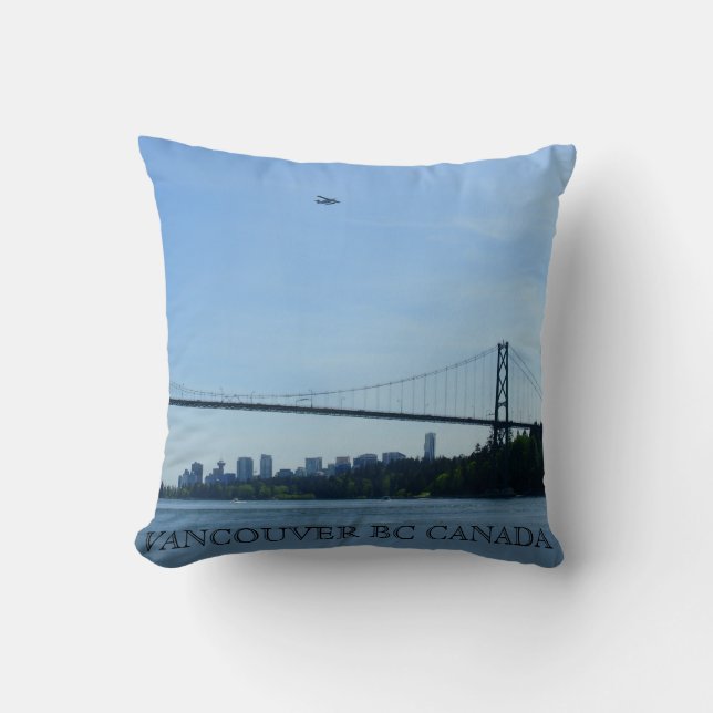 Vancouver Souvenir Pillow Lions Gate Bridge Gift (Front)