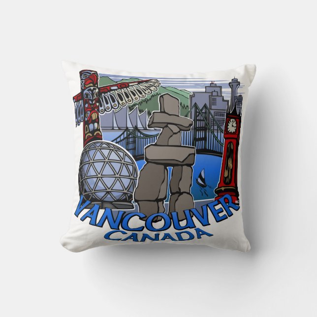 Vancouver Souvenir Pillow Vancouver Landmark Gifts (Front)