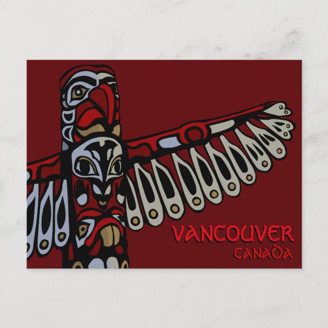 Vancouver Souvenir Postcards Totem Pole Landmarks (Front)