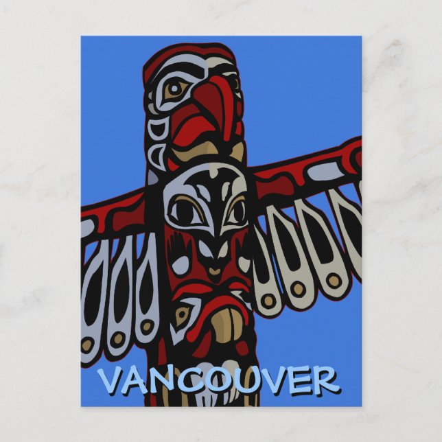 Vancouver Souvenir Postcards Totem Pole Landmarks (Front)