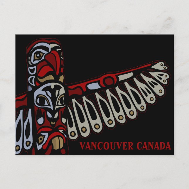 Vancouver Souvenir Postcards Totem Pole Landmarks (Front)