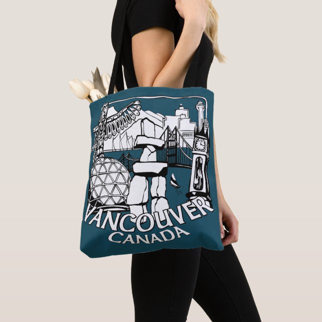 Vancouver Souvenir Tote Bag Landmark Art Bags (Close Up)